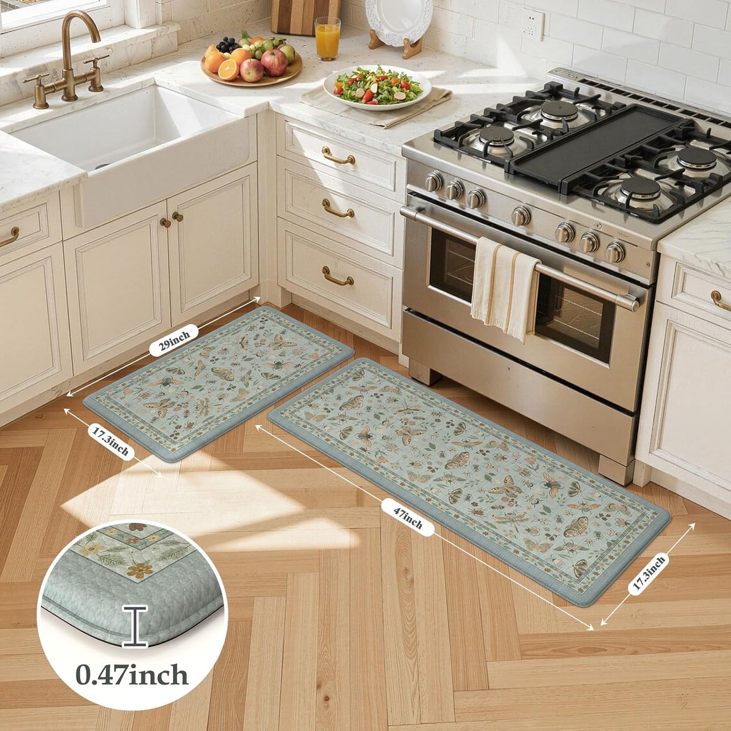 Set 2 tapetes antifatiga cocina espuma viscoelástica azul