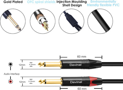 Cable USB a doble 1/4 pulgadas 10pies para altavoz