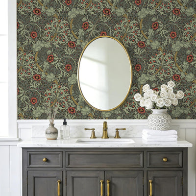 Papel tapiz floral William Morris 17.7x354pulg dormitorio