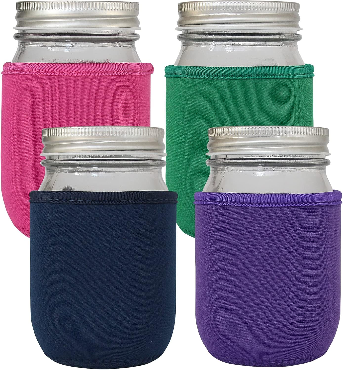 4 Fundas Neopreno Aisladas para Tarro Mason 16oz y 24oz
