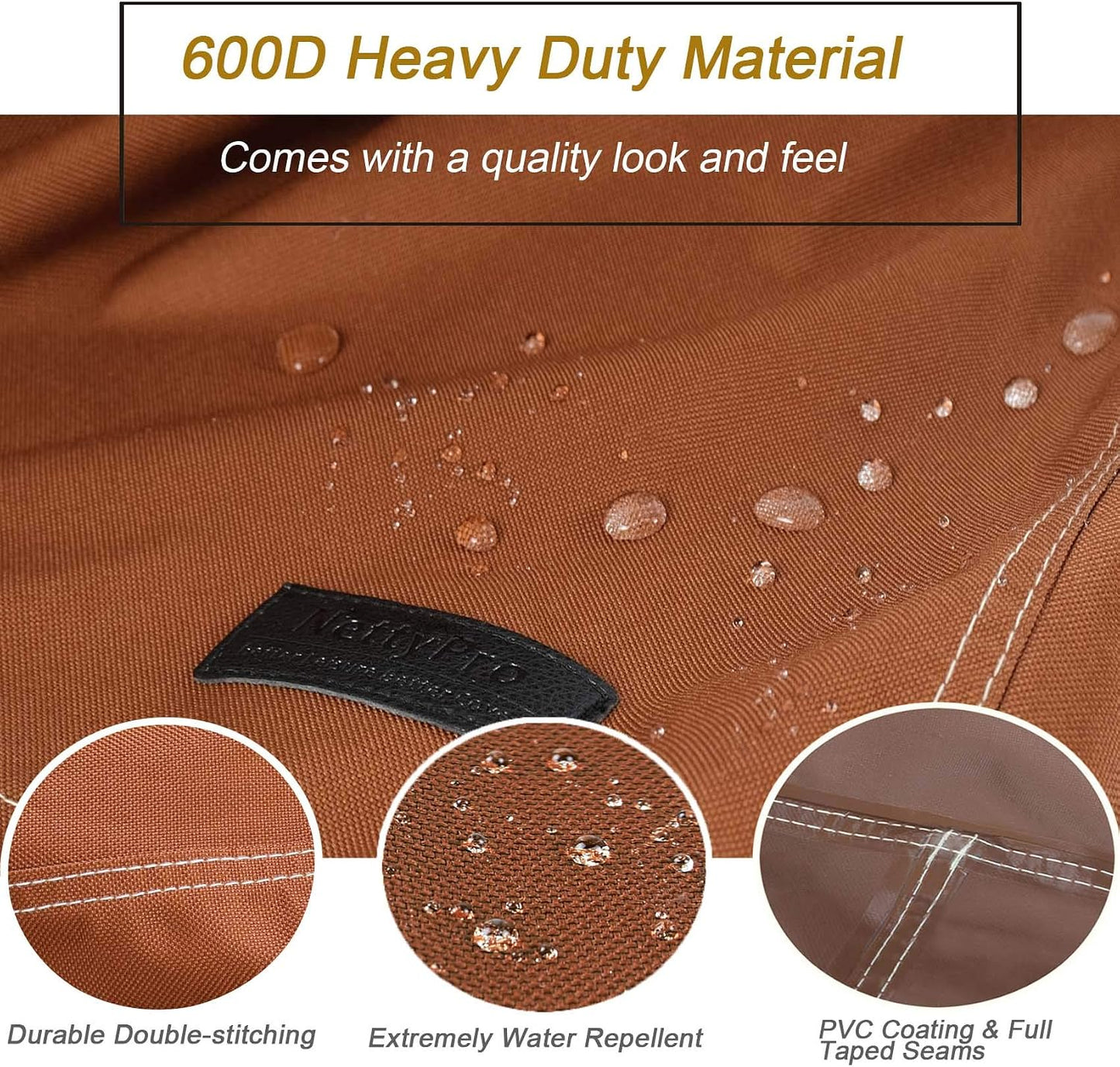 Funda sofá 2 plazas patio 58pulg impermeable 600D marrón