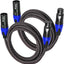 Cables XLR trenzados 3ft 2uds azul antienredos 3pines macho hembra