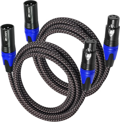 Cables XLR trenzados 3ft 2uds azul antienredos 3pines macho hembra