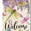 Bandera jardín flores glicina libélula 12.5x18pulg
