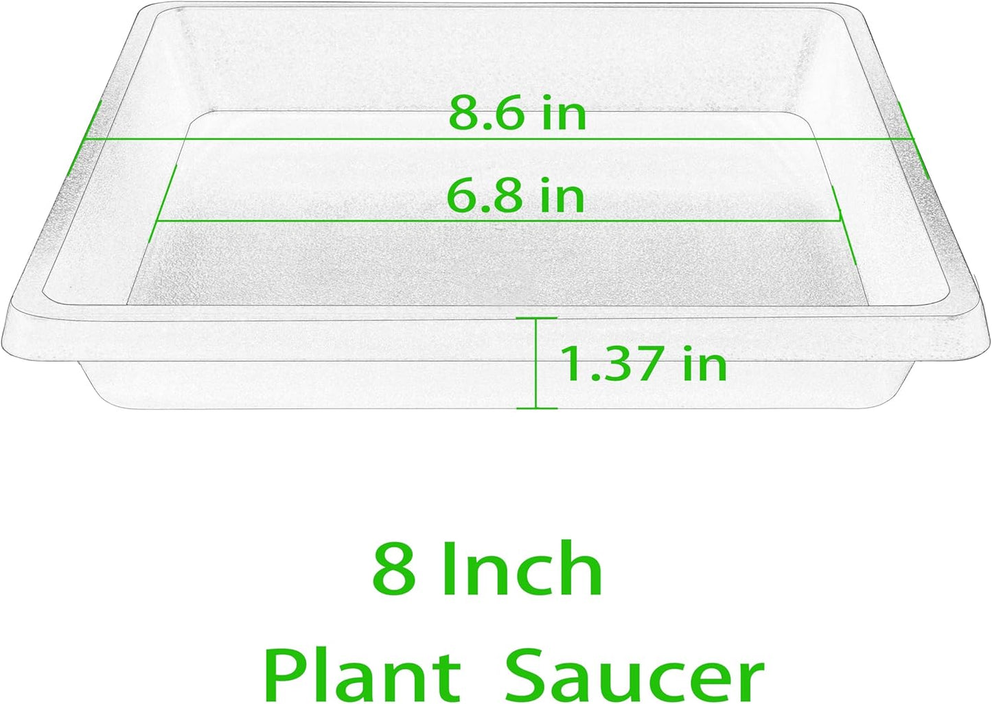 Platillo Cuadrado 8" Set 4 para Plantas con Bandeja Goteo
