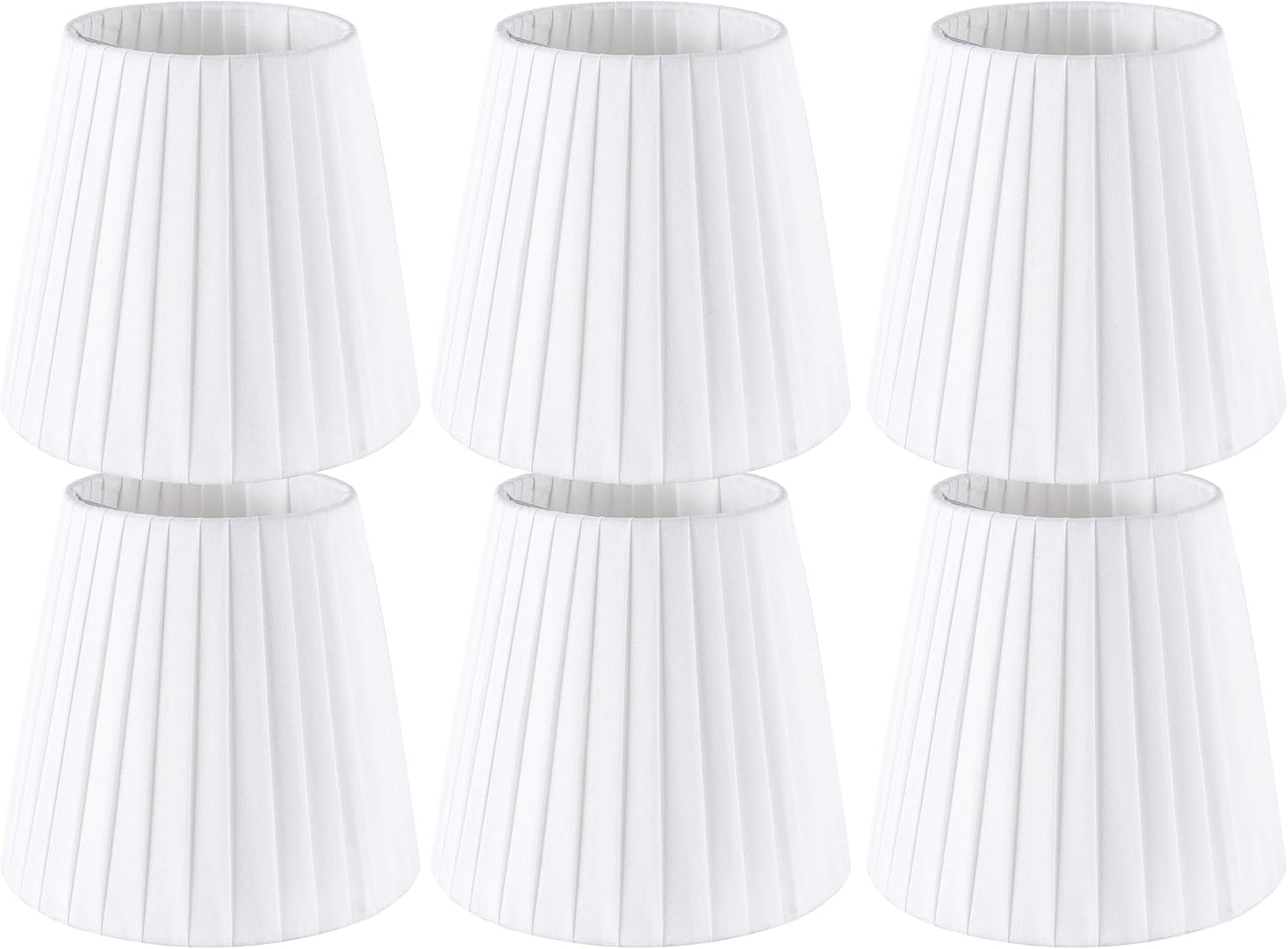 6 Pzas Pantalla Lámpara Lino Blanco con Clip E12 4x6pulg