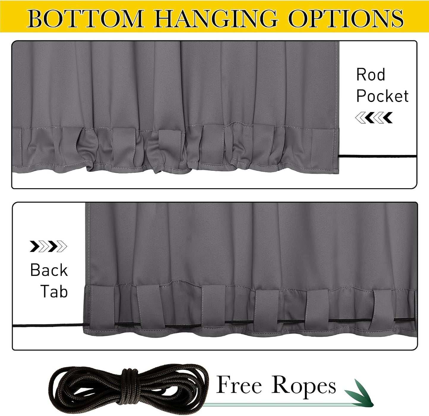 2 Cortinas exteriores impermeables con bolsillo y pestaña