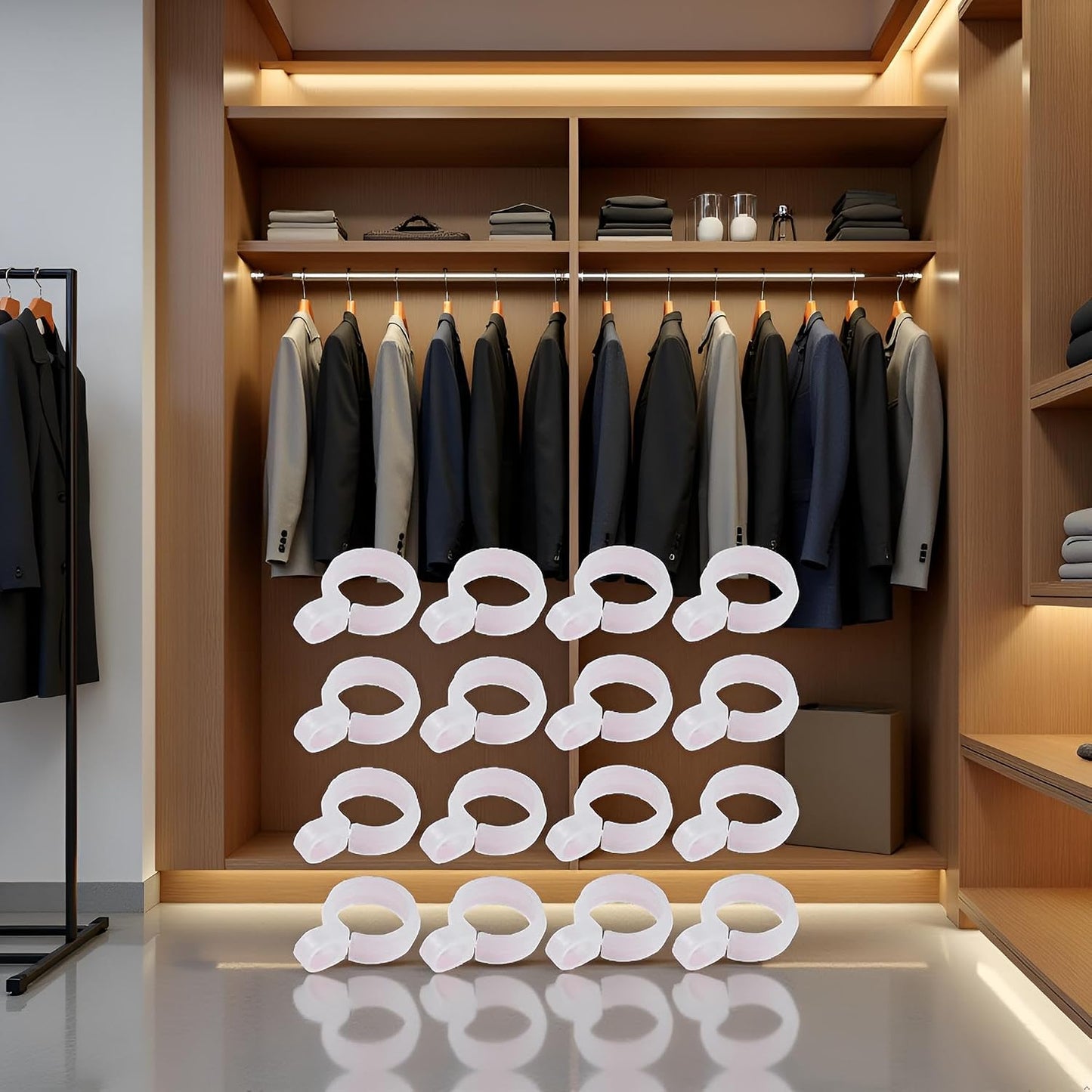 50 Ganchos Plástico Blanco para Colgar Ropa con Hebilla