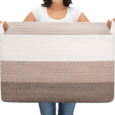 Cesta de algodón tejido 110l para mantas y juguetes bebé