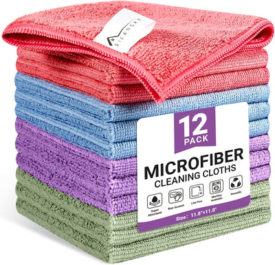 Paquete 12 paños microfibra coloridos para limpieza