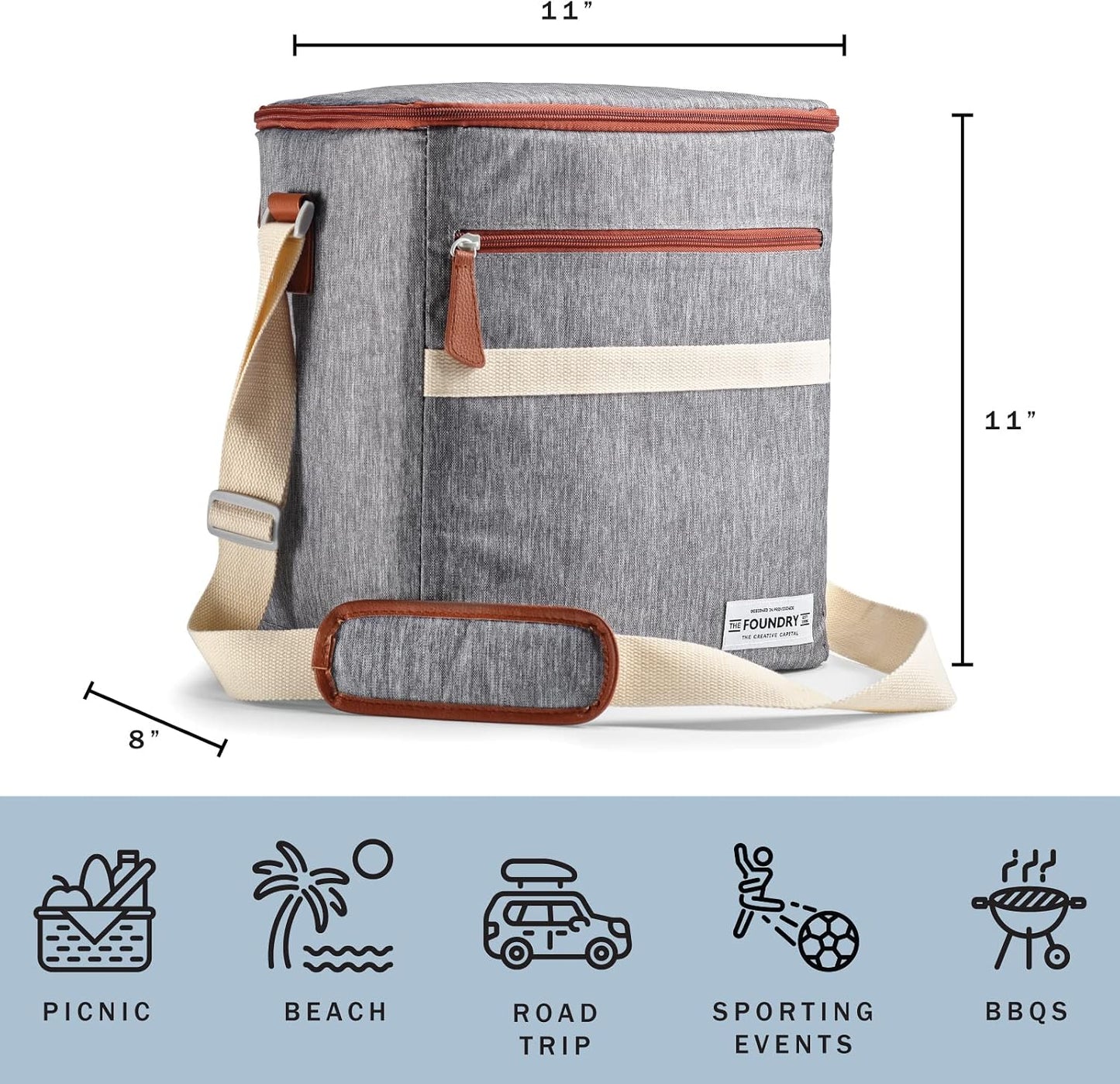 Bolsa térmica suave aislada para viaje y playa con forro duro
