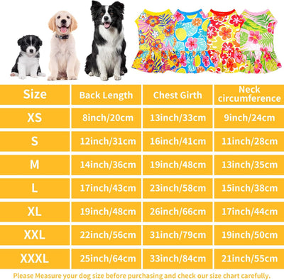 4 Vestidos Hawaianos Perros Pequeños Rosa Amarillo Rojo Azul S