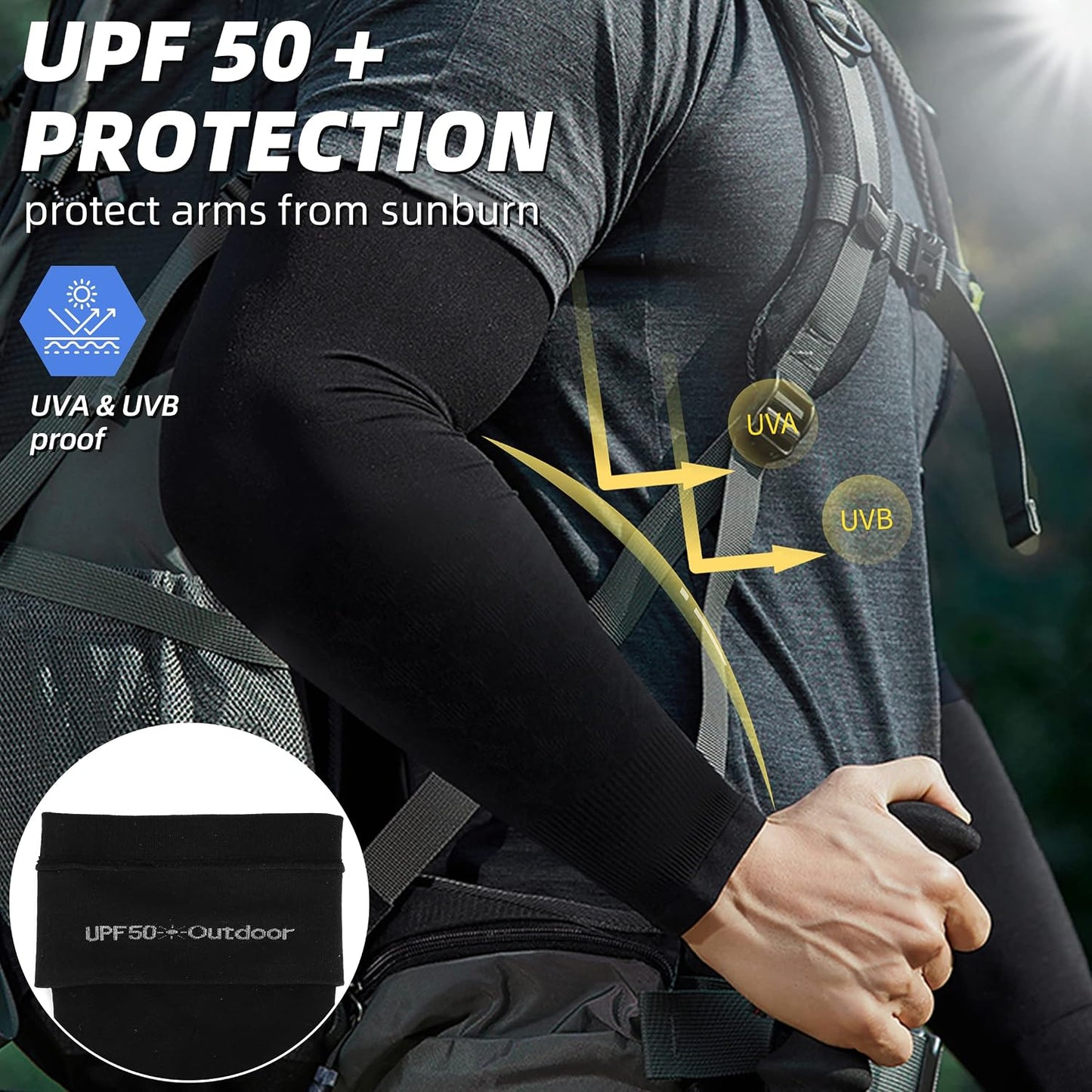 Mangas UV compresión brazo enfriamiento UPF 50 deporte