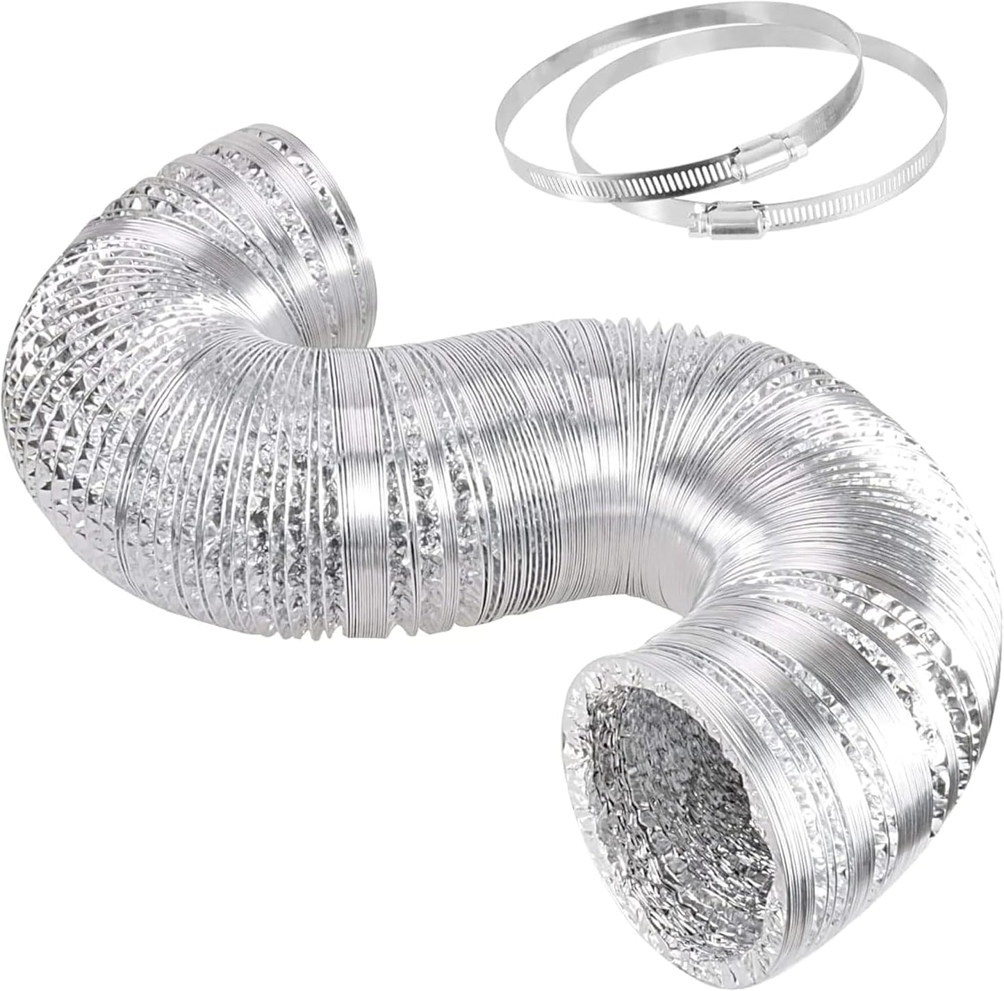 Conducto aluminio flexible 6pulg x16ft HVAC con abrazaderas