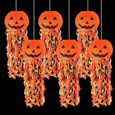 6 Pzas Faroles Papel Halloween Interior Exterior