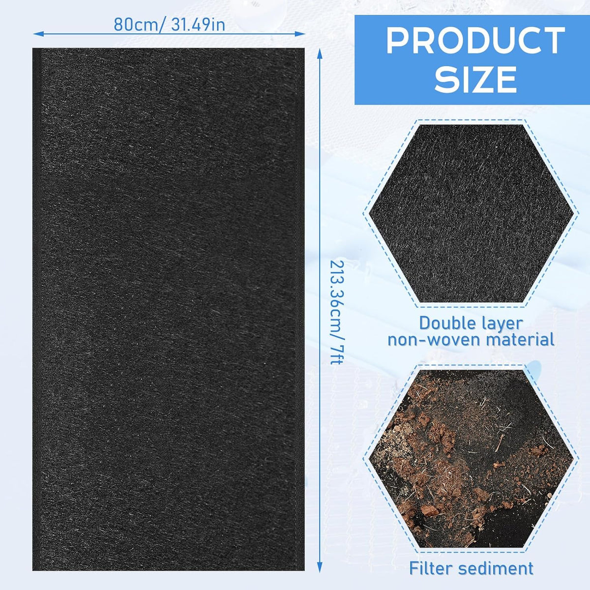 Tela geotextil no tejida 31.5pulg x 7ft para pozo seco drenaje