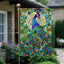 Bandera jardín cristal pavo real 12x18pulg doble cara