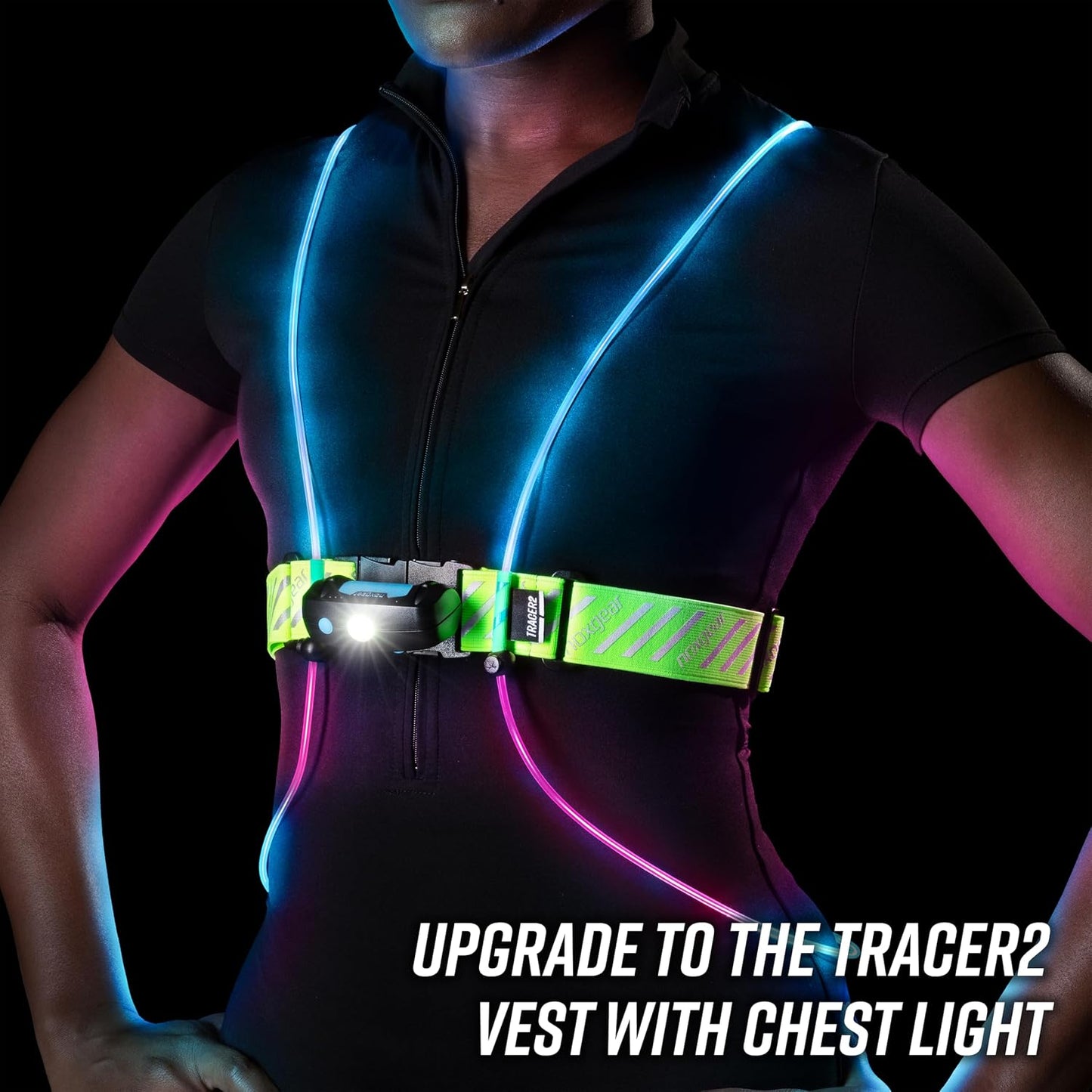 Chaleco correr multicolor con luz reflectante recargable