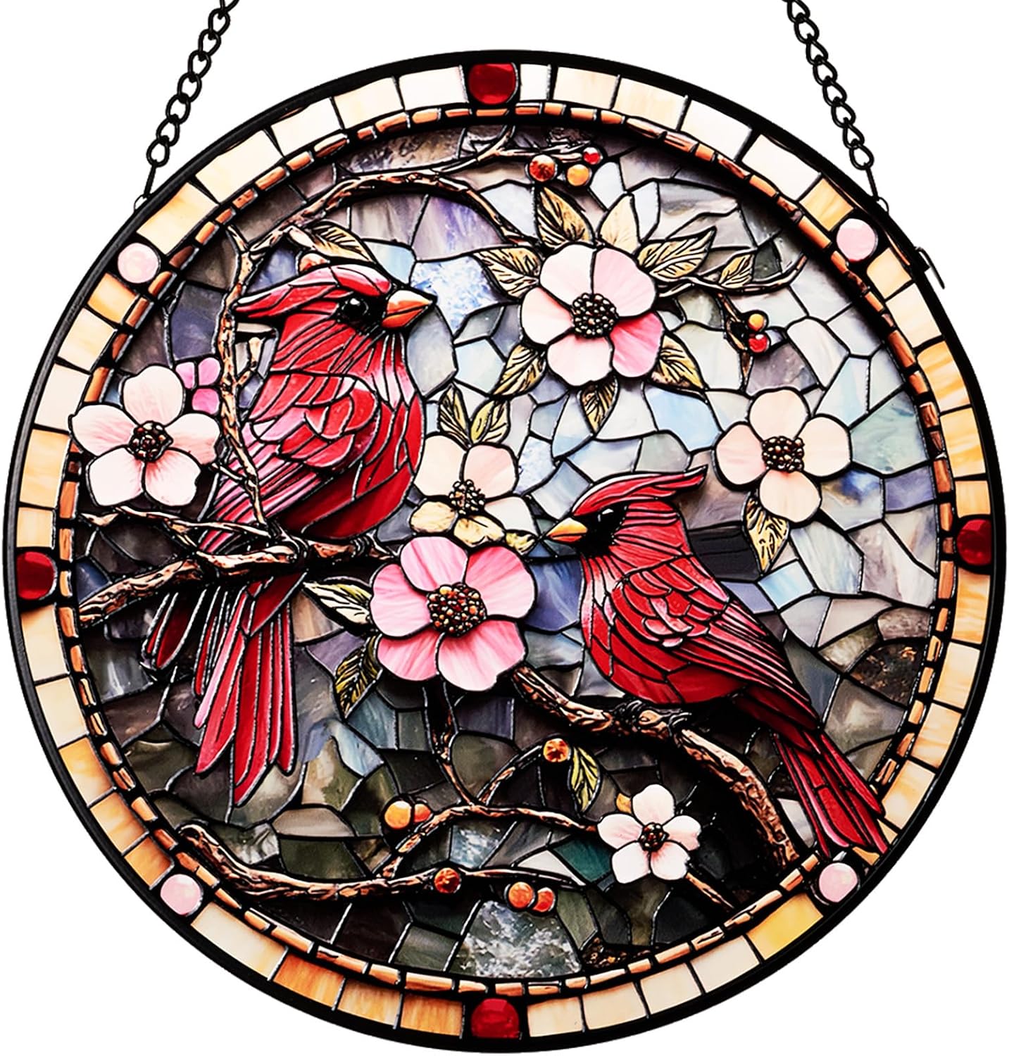 Atrapasol Vitral Cardinal colgante metal decoración pared
