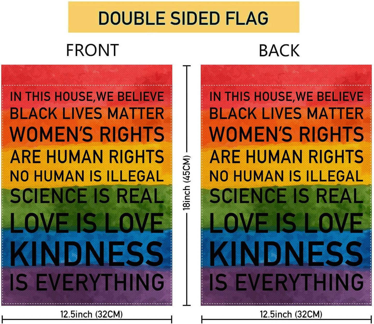 Bandera doble cara Rainbow Black Lives Matter 12.5x
