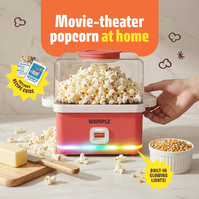 Máquina de palomitas de maíz con cuenco 12 tazas para encimera color rojo