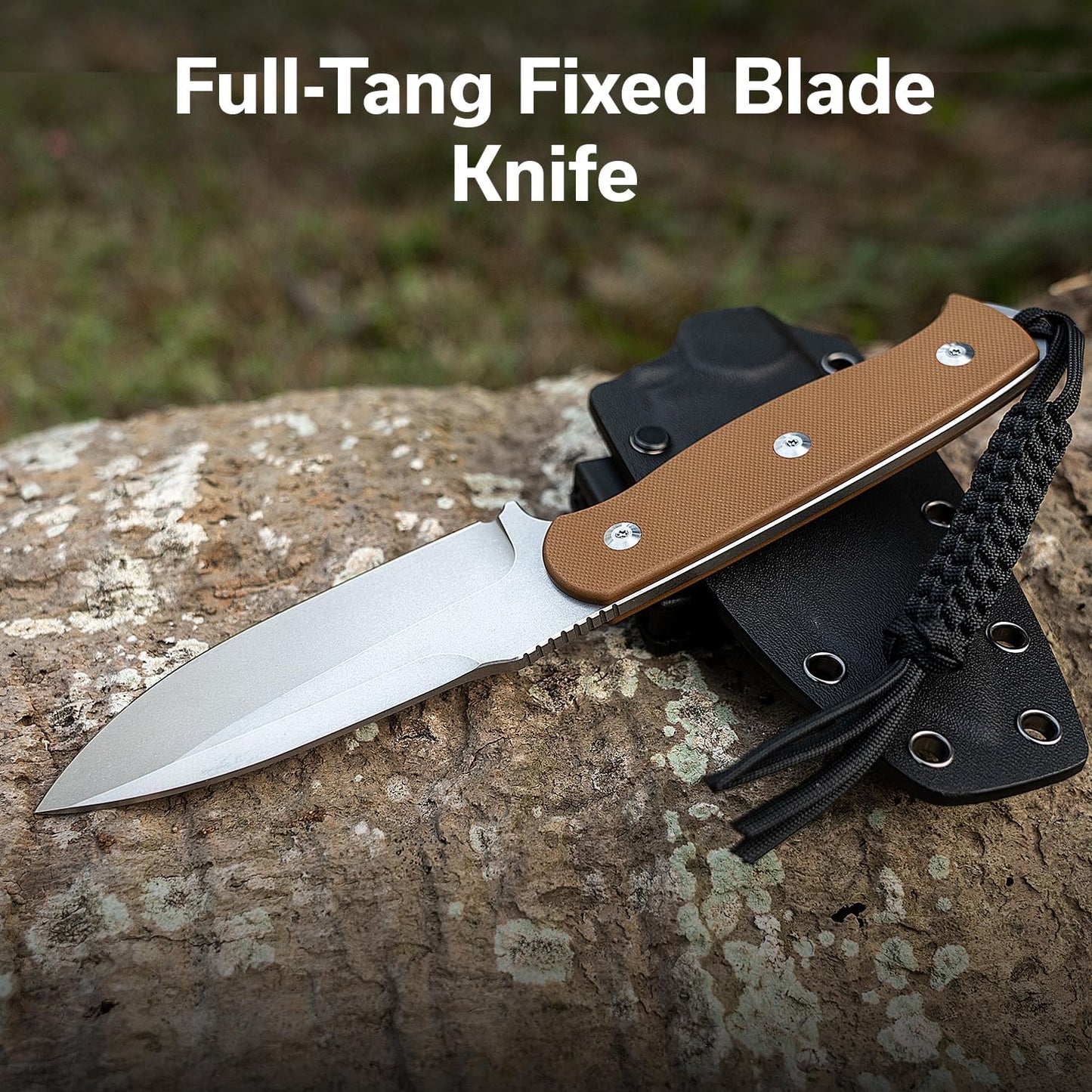 Cuchillo campamento hoja 9Cr18MoV 4.57pulg mango G10 marrón