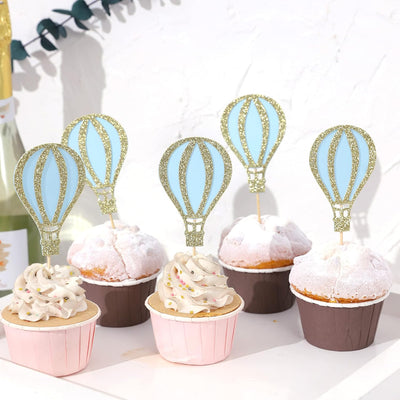 12 Decoraciones Cupcakes Globos Purpurina Baby Shower Fiestas