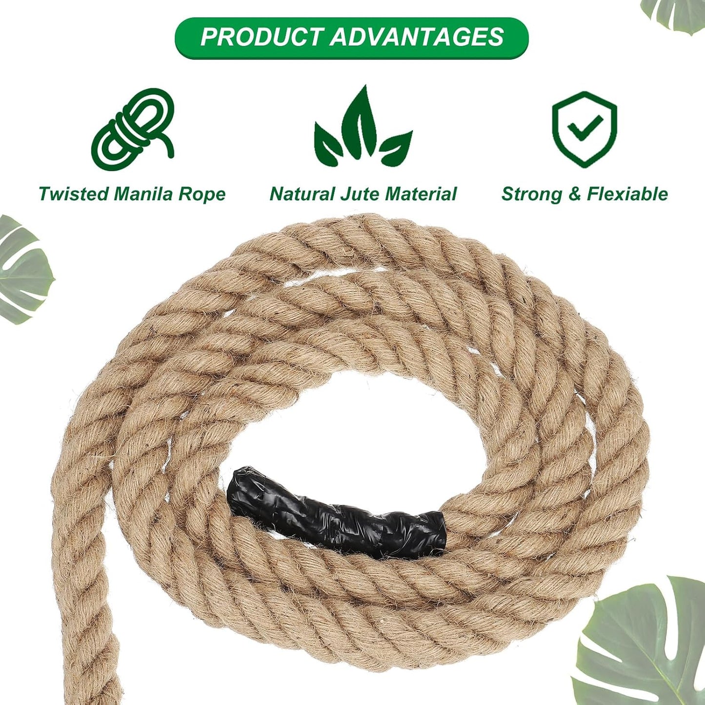Cuerda yute trenzada 1.25" x25ft para barandillas