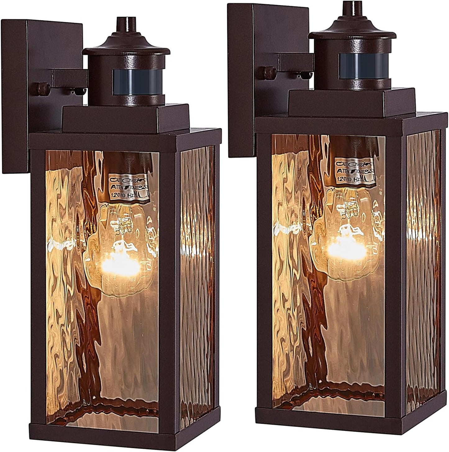2 Luces Pared Exteriores Sensor Movimiento Bronce