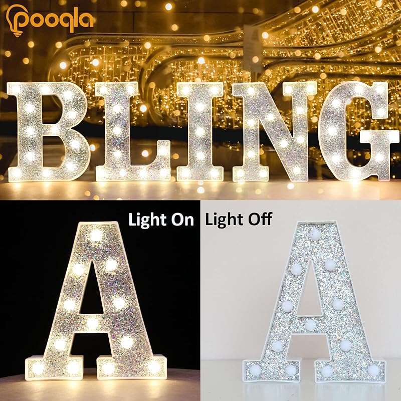Letras LED plateadas para cumpleaños y habitación adolescente