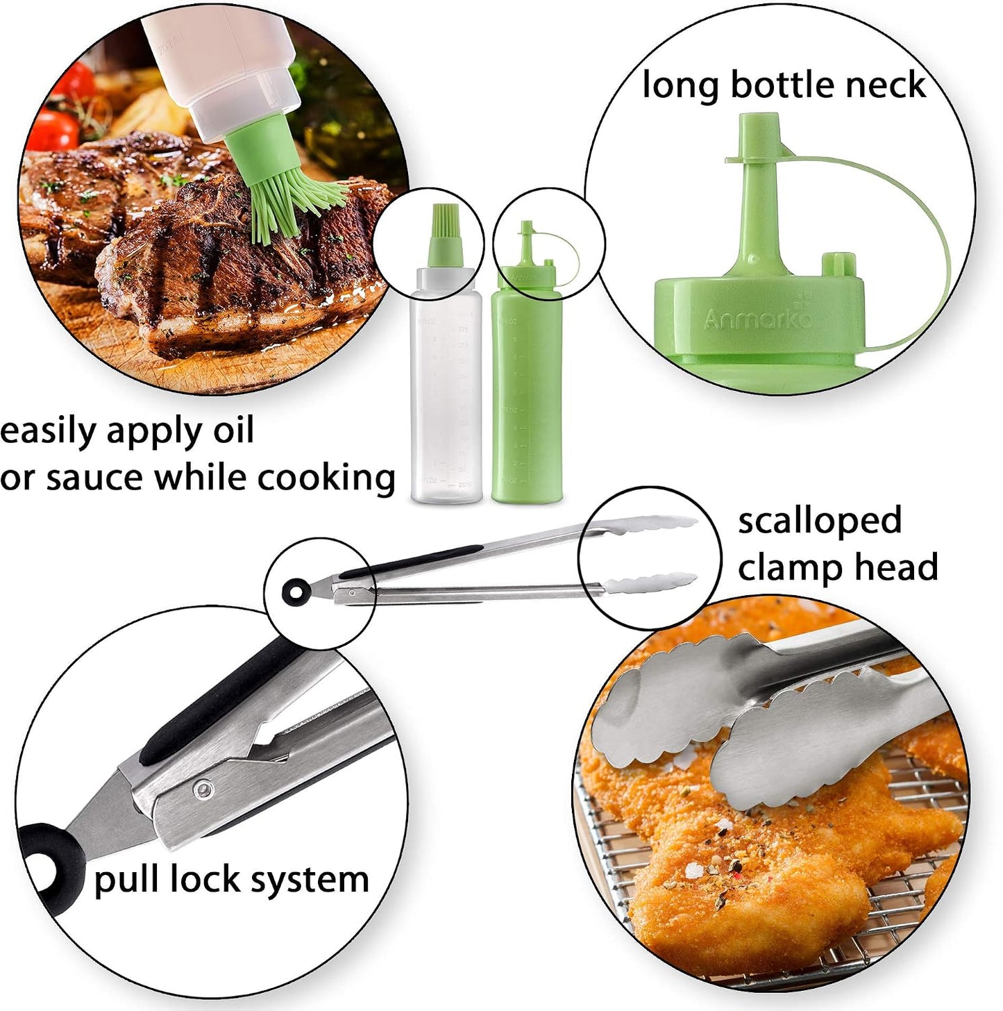Set 6 espátulas acero inox y raspador para parrilla