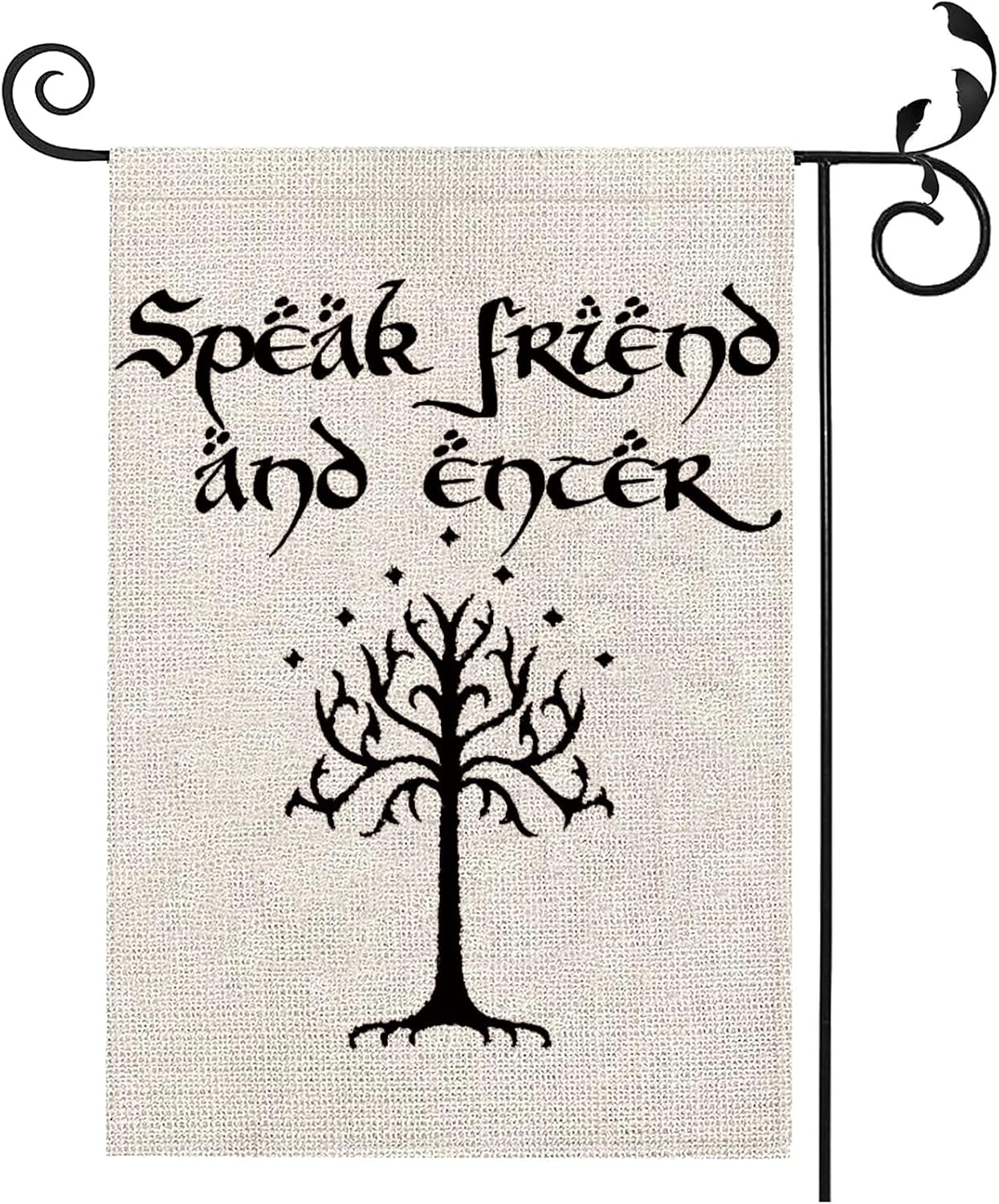 Bandera bienvenida Speak Friend and Enter decoración patio