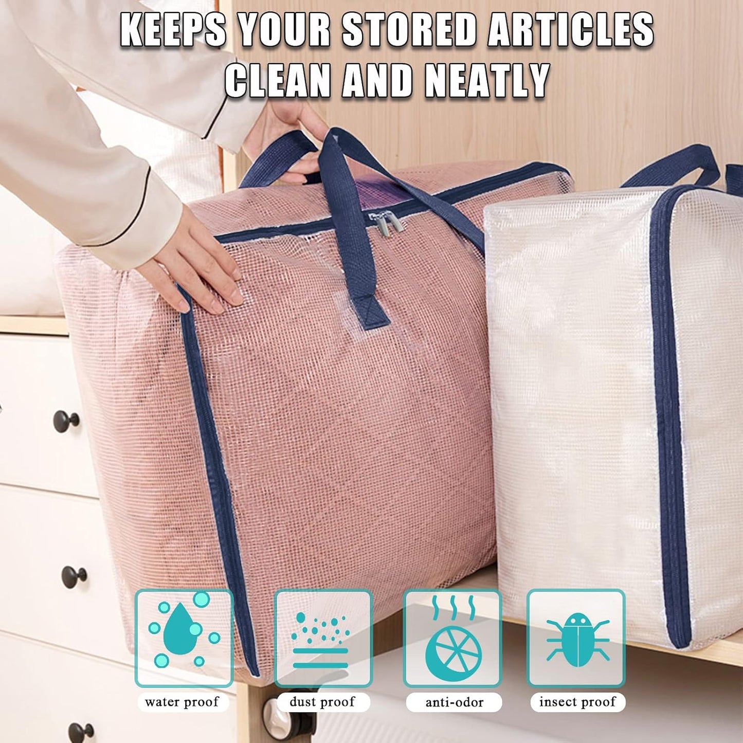 Bolsas almacenamiento transparentes con cremallera 75L
