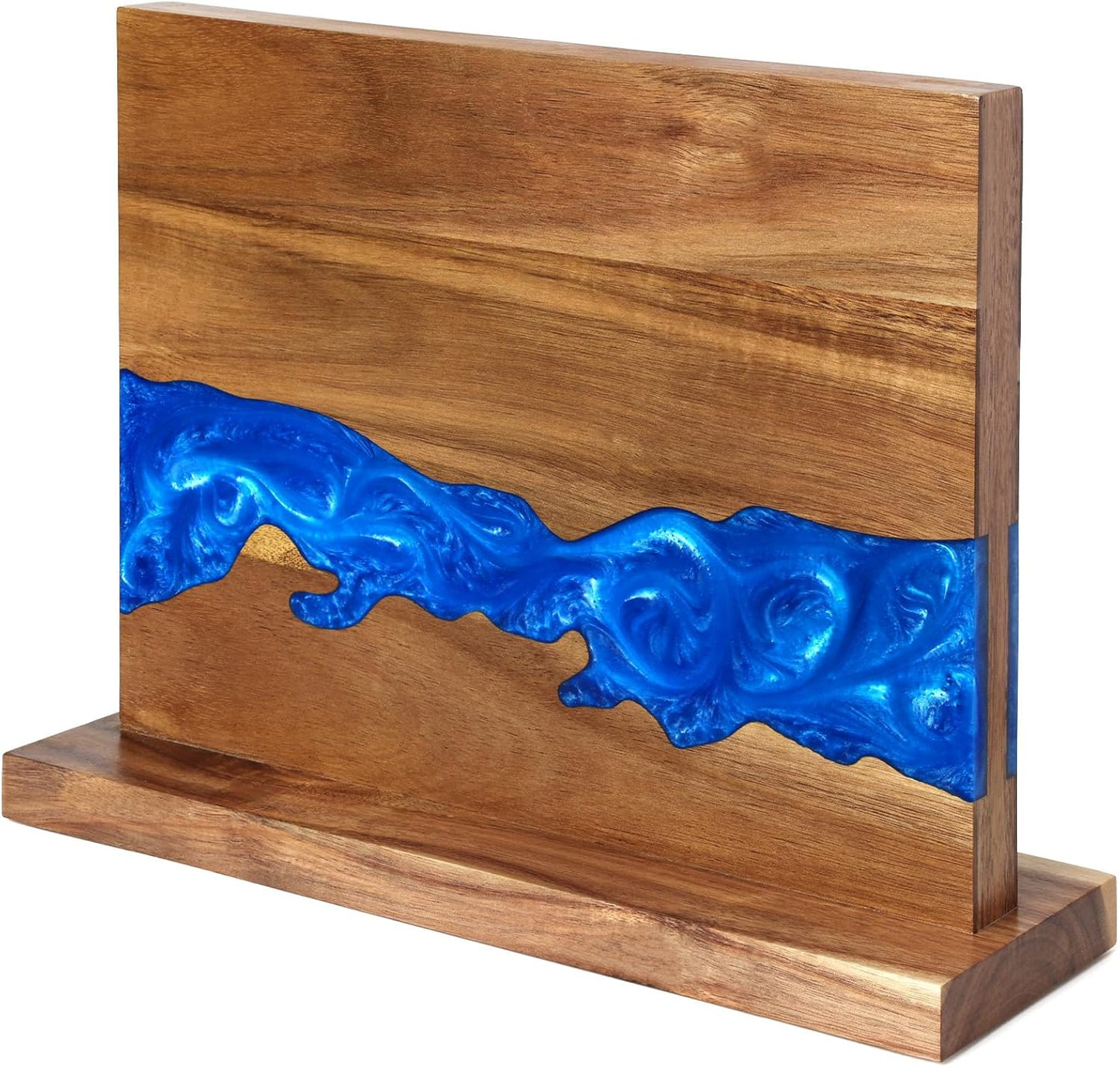 Bloque magnético cuchillos madera acacia resina azul 12x10pulg