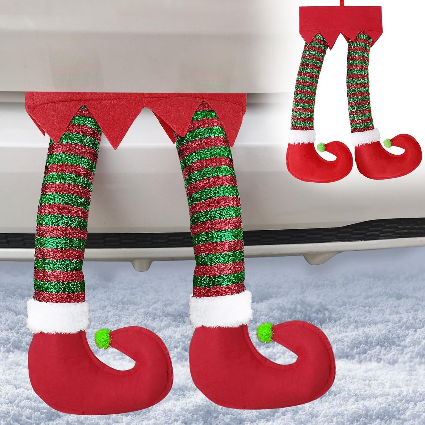 Pierna elfo decoración auto Navidad para ventanal trasero