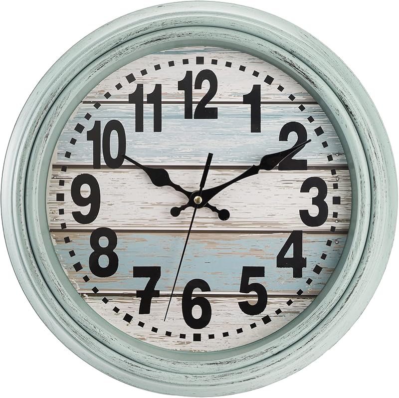 Reloj pared rústico 12pulg silencioso decoración cocina
