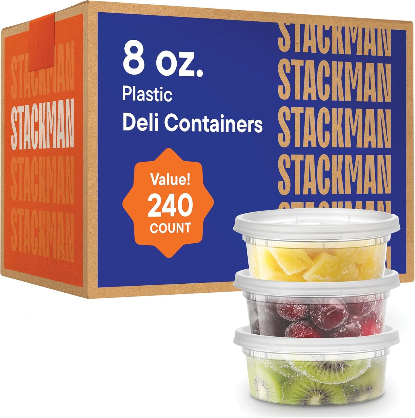 240 Contenedores Plástico Transparente 8oz con Tapas