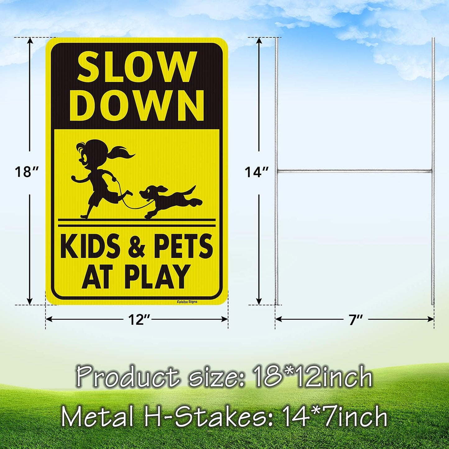 Letrero Slow Down 18x12pulg plástico corrugado