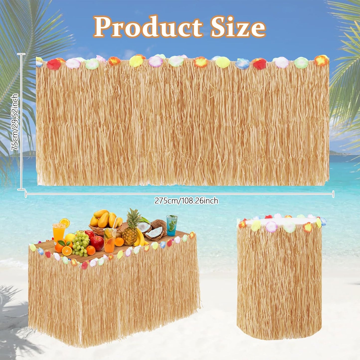 Falda mesa hawaiana 9x29.5pulg decoración fiesta Luau