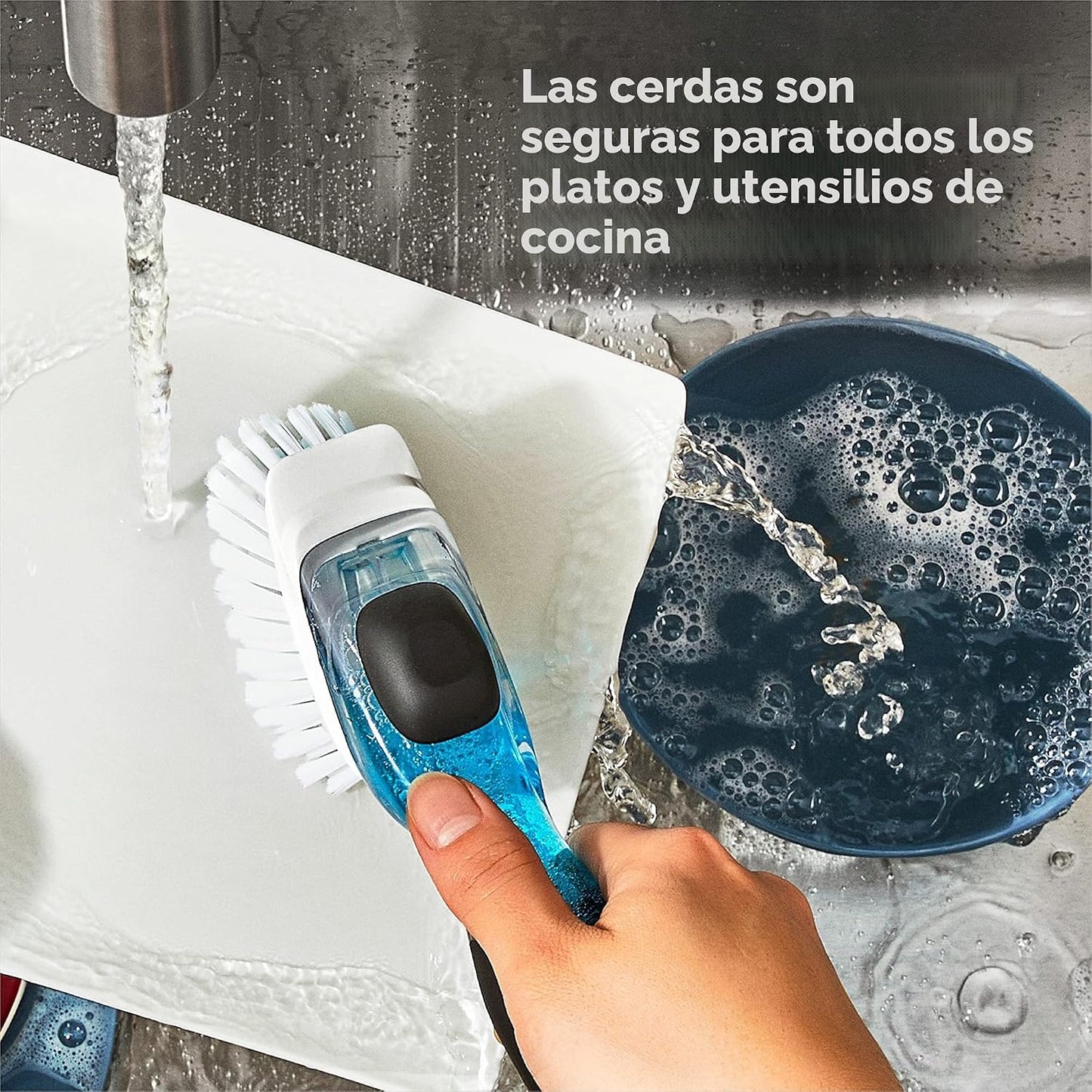 Set almacenamiento cepillo lavaplatos con dispensador jabón
