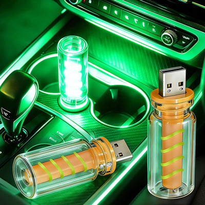 Luz nocturna USB tacto interior automóvil hogar campamento verde set 2