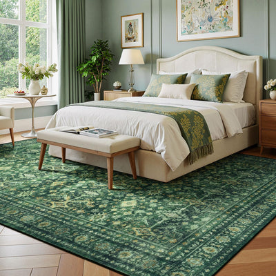 Alfombra lavable 8x10pulg verde antideslizante bohemia