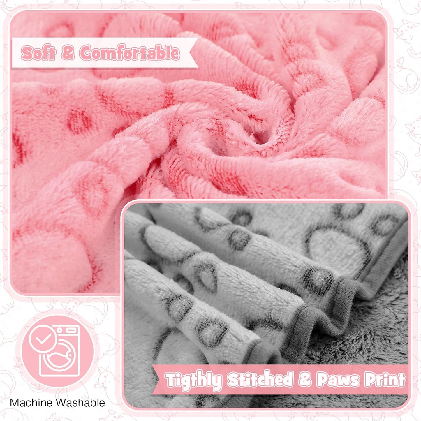 12 Manta Franela Vellón para Mascotas 30x20pulg Rosa