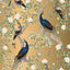 Papel tapiz chinoiserie vintage pájaros flores dorado 17.5x23ft
