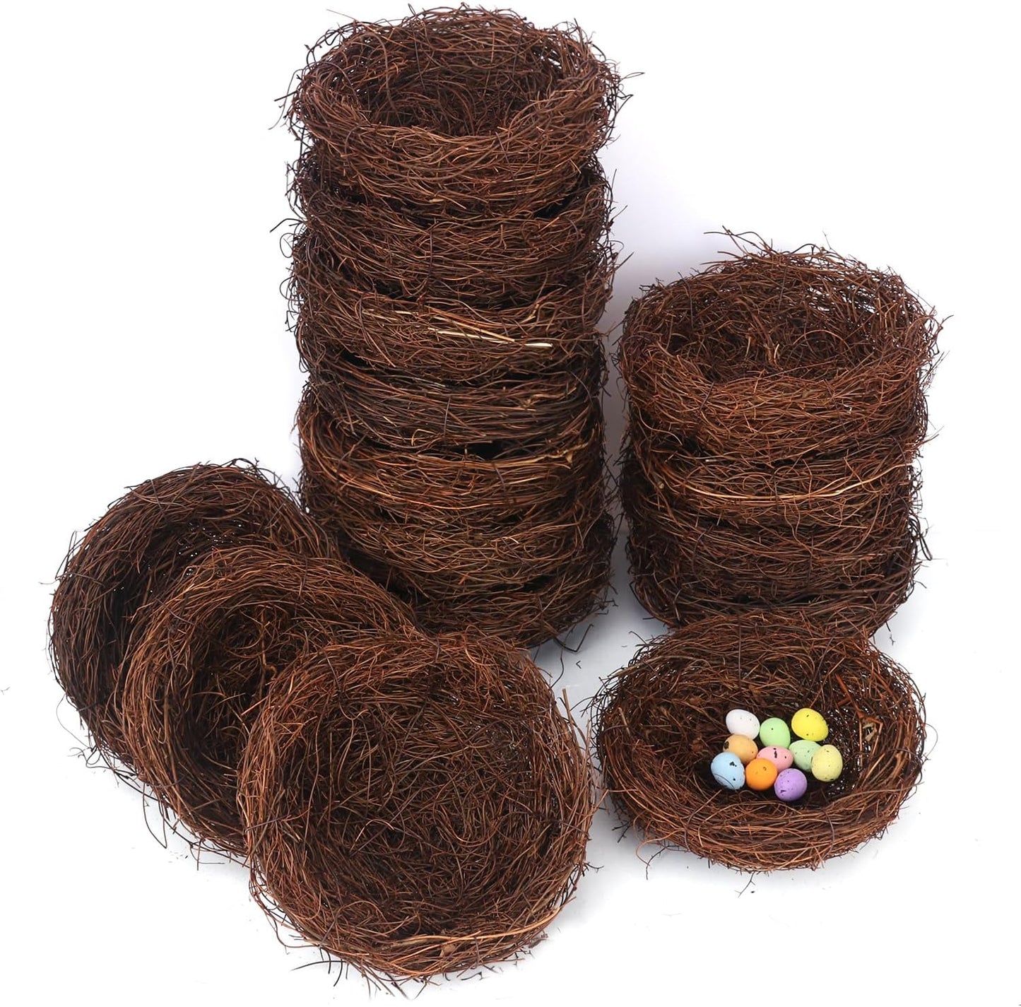 15 Nidos Pájaro Ratán 5.9" Decoración Manualidades