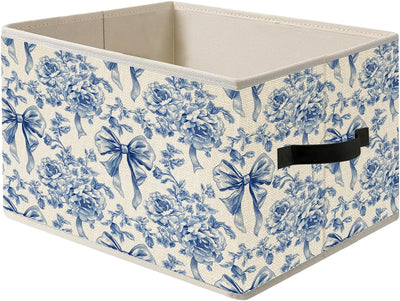 Caja almacenamiento lazo floral asas cesta plegable