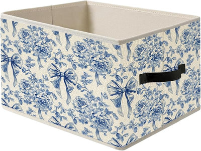 Caja almacenamiento lazo floral asas cesta plegable
