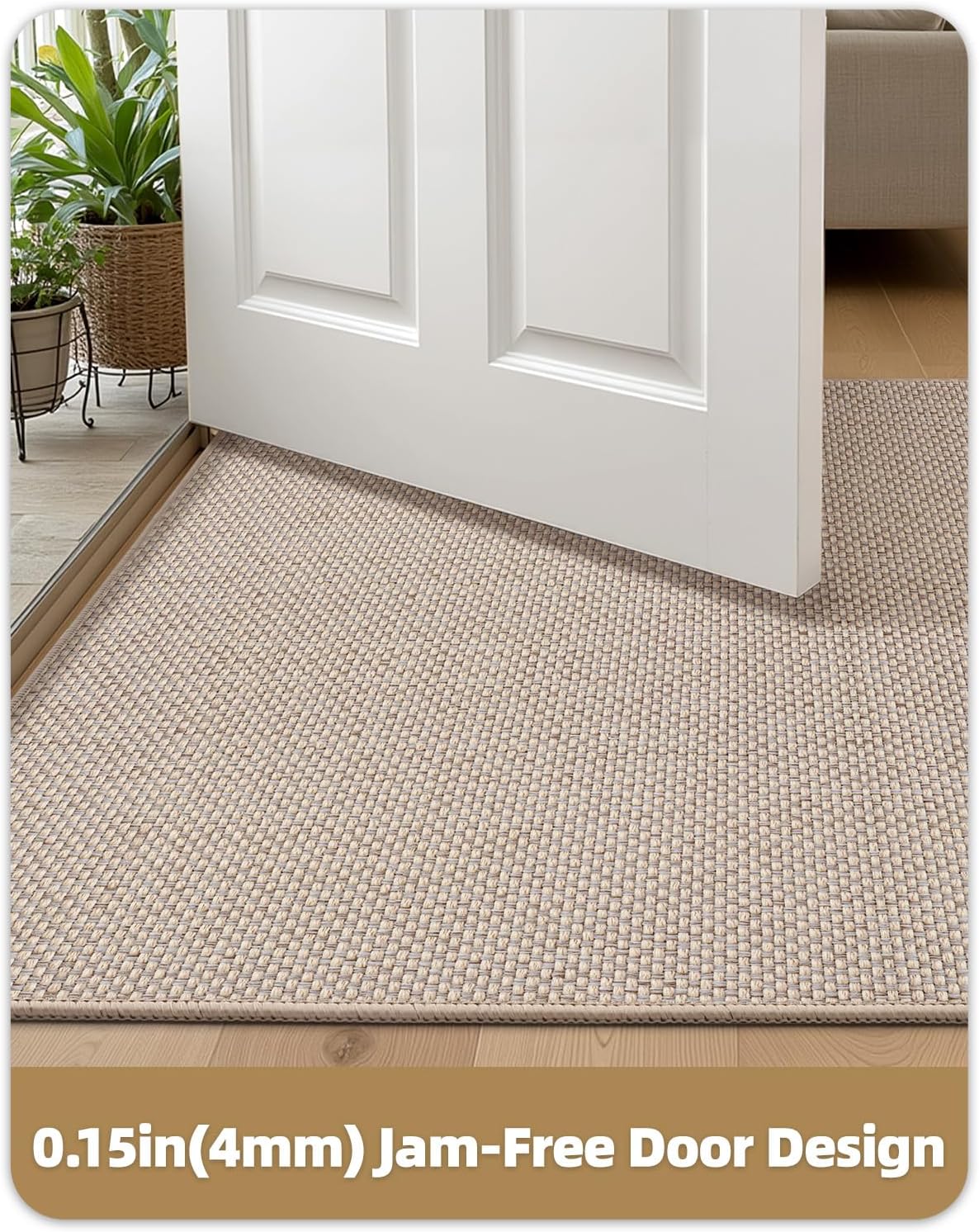 Tapete antiderrap puerta 48x72" textura geométrica caqui