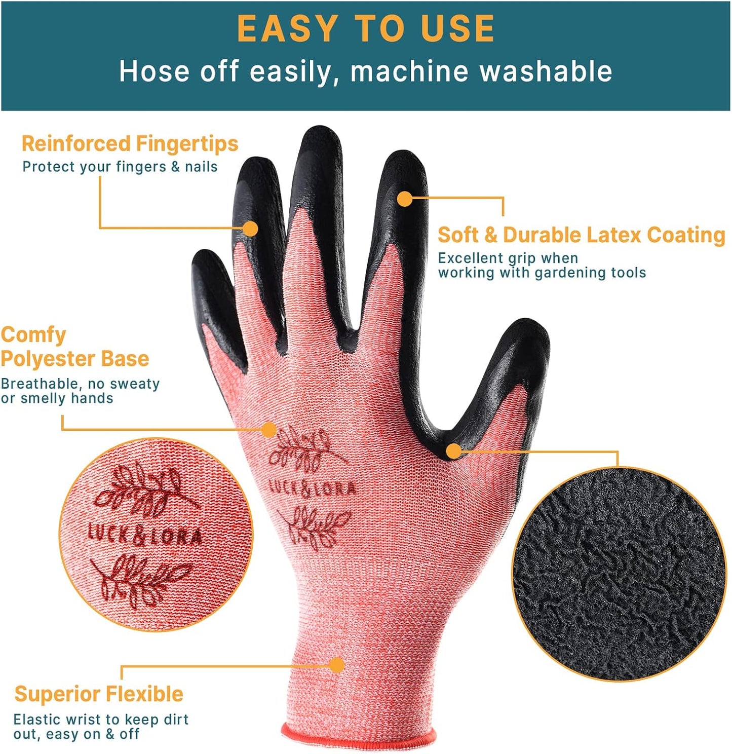 Guantes jardinería 6 Pzas natural latex con agarre
