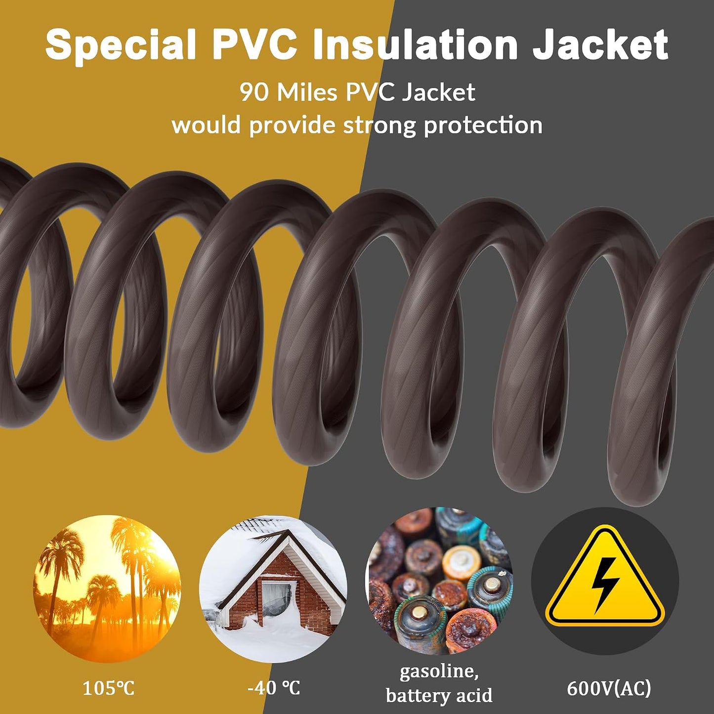 Cable alimentación 4 AWG 35pies negro flexible True Spec